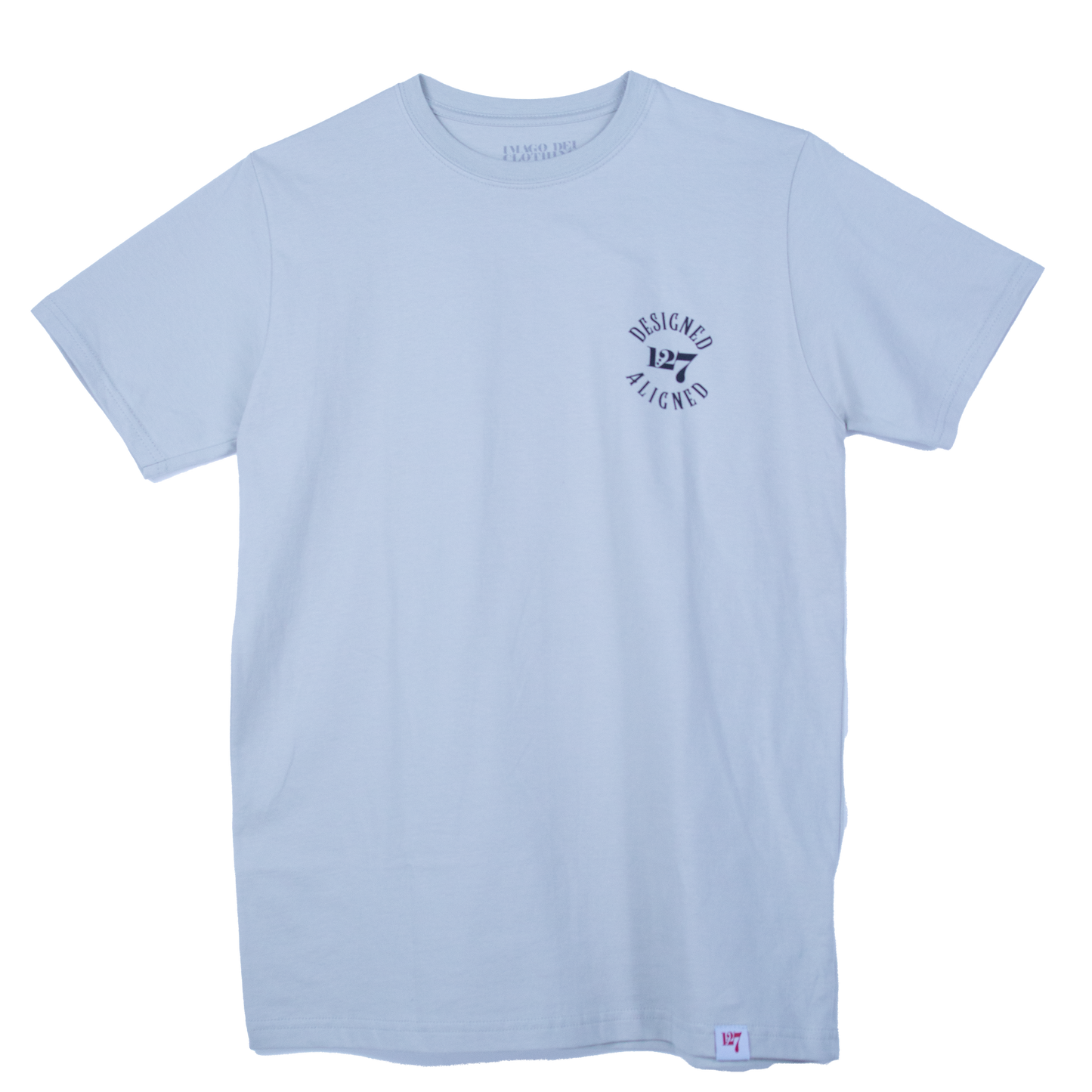 Ash gray shirt with front and back design that says Designed and Aligned. With the 1:27 logo on the chest.