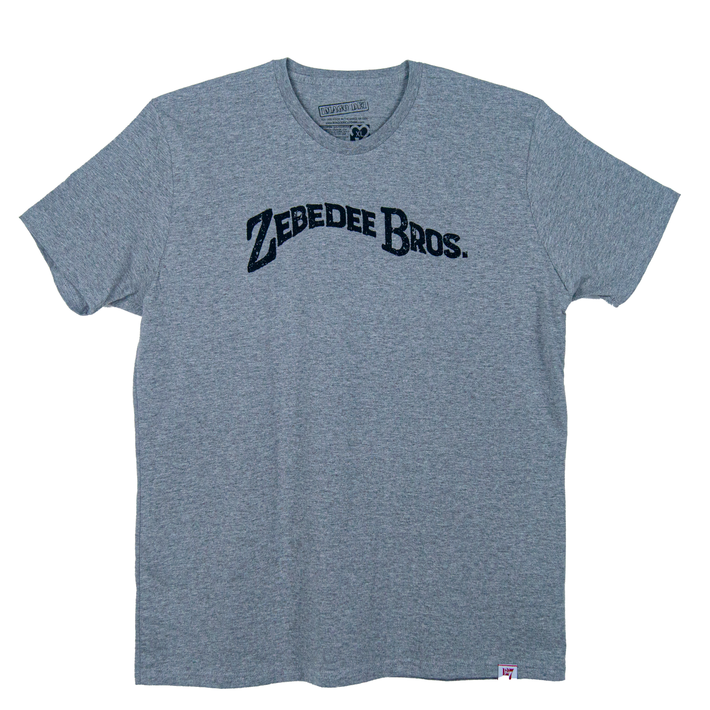 Gray shirt with black writings pointing to the son's of Zebedee. Disciples of Jesus Christ.