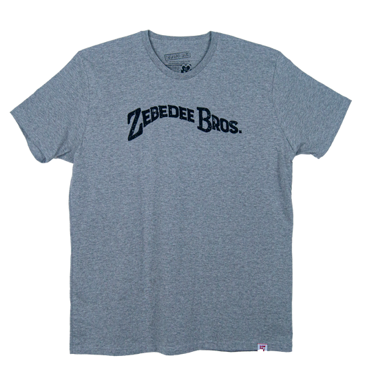 Gray shirt with black writings pointing to the son's of Zebedee. Disciples of Jesus Christ.