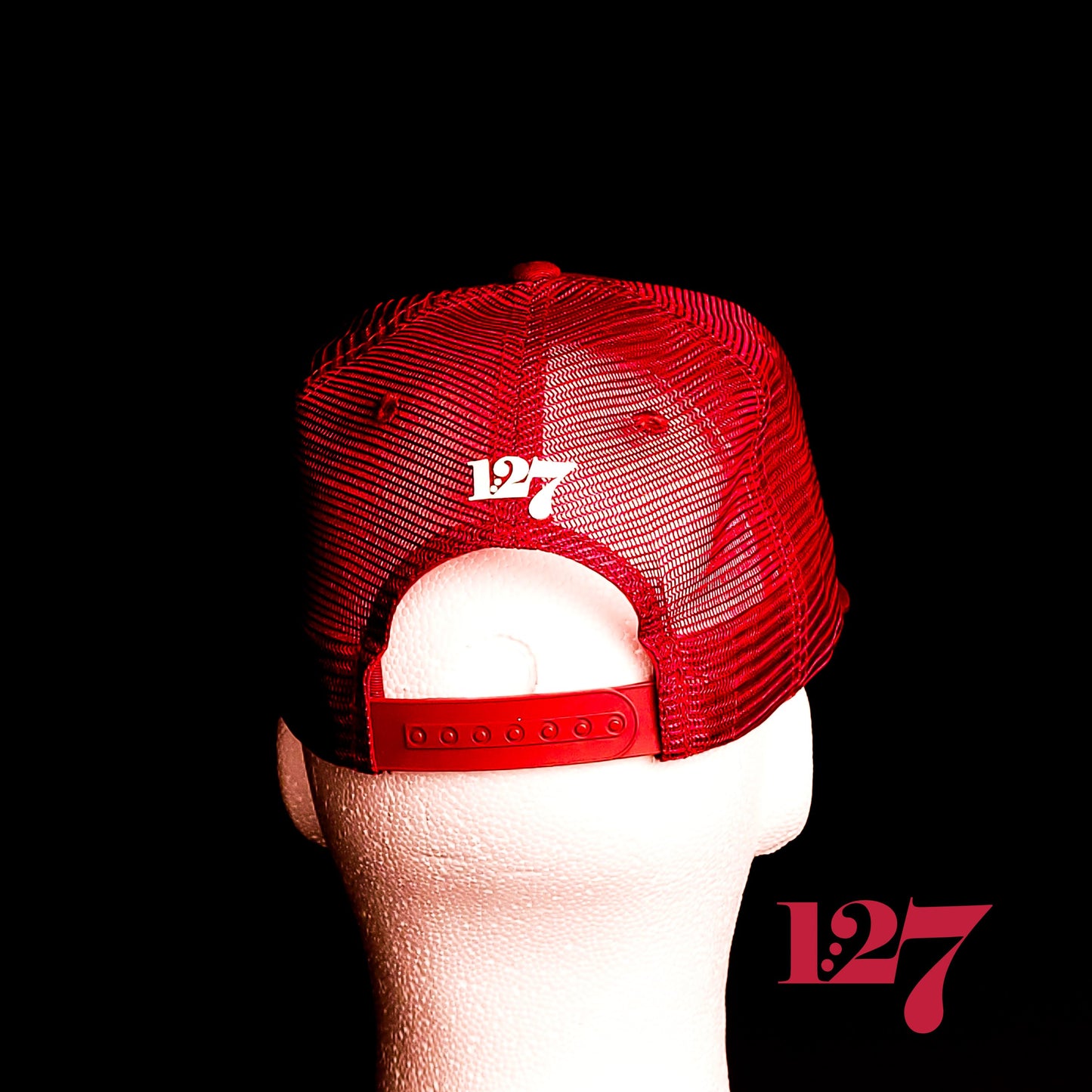 1:27 Hat, Maroon Trucker Hat, Christian Hats, Leather Patch