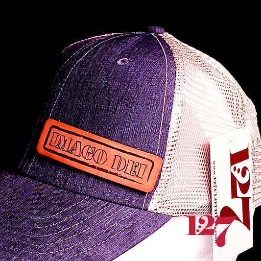 Imago Dei Stamp Leather Patch Trucker Hat