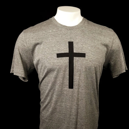 Gray t-shirt with a cross across the front that reveals the word Victory when it gets wet. 